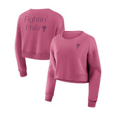Philadelphia Phillies Women's Studio Cropped Pullover Sweatshirt - Pink