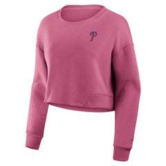 Philadelphia Phillies Women's Studio Cropped Pullover Sweatshirt - Pink