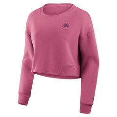 Cincinnati Reds Women's Studio Cropped Pullover Sweatshirt - Pink