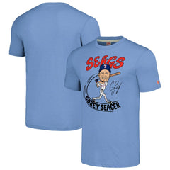 Corey Seager Texas Rangers Homage Caricature Player Tri-Blend T-Shirt - Light Blue