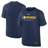 Milwaukee Brewers Authentic Collection Pregame Raglan Dri-FIT T-Shirt - Navy | Nike