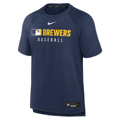 Milwaukee Brewers Authentic Collection Pregame Raglan Dri-FIT T-Shirt - Navy | Nike