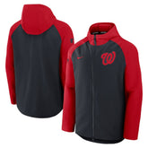 Washington Nationals Authentic Collection Raglan Performance Full-Zip Jacket - Navy/Red | Nike