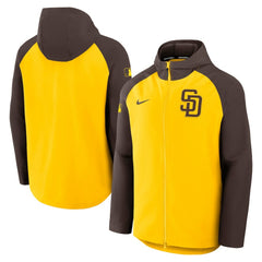 San Diego Padres Authentic Collection Raglan Performance Full-Zip Jacket - Gold/Brown | Nike
