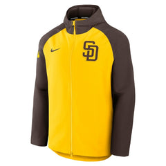San Diego Padres Authentic Collection Raglan Performance Full-Zip Jacket - Gold/Brown | Nike