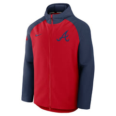 Atlanta Braves Authentic Collection Raglan Performance Full-Zip Jacket - Red/Navy | Nike