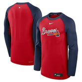 Atlanta Braves Authentic Collection Game Time Raglan Dri-FIT Long Sleeve T-Shirt - Red/Navy | Nike