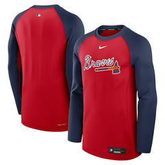 Atlanta Braves Authentic Collection Game Time Raglan Dri-FIT Long Sleeve T-Shirt - Red/Navy | Nike