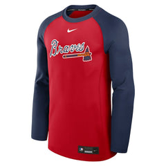 Atlanta Braves Authentic Collection Game Time Raglan Dri-FIT Long Sleeve T-Shirt - Red/Navy | Nike