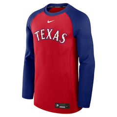 Texas Rangers Authentic Collection Game Time Raglan Dri-FIT Long Sleeve T-Shirt - Red/Royal | Nike