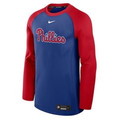 Philadelphia Phillies Authentic Collection Game Time Raglan Performance Long Sleeve T-Shirt - Royal/Red | Nike