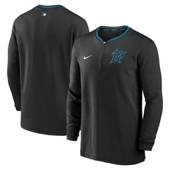 Miami Marlins Authentic Collection Performance Half-Zip Top - Black | Nike