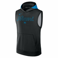 Miami Marlins Authentic Collection Dri-FIT Sleeveless Hoodie - Black | Nike