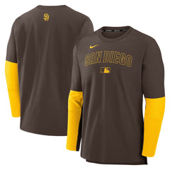 San Diego Padres Authentic Collection Player Dri-FIT Lightweight Pullover - Brown/Gold | Nike