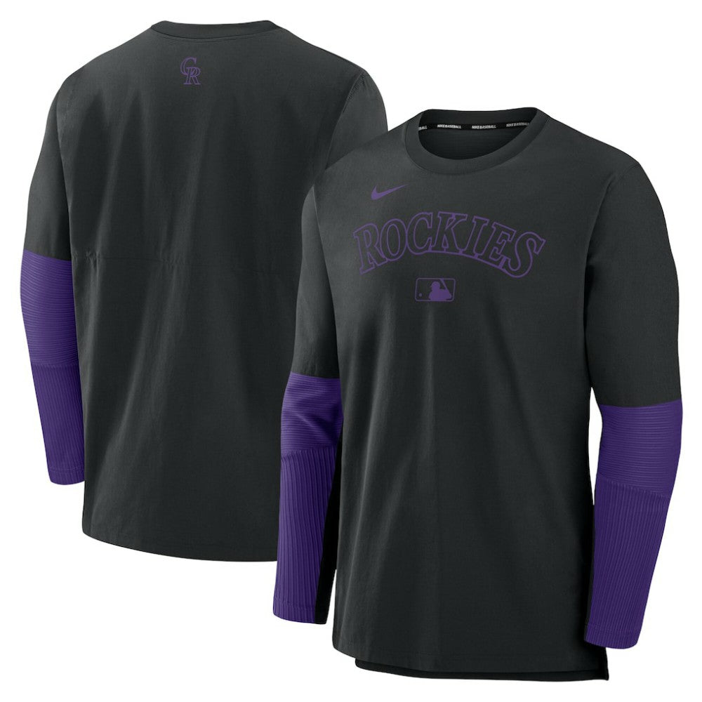 Colorado Rockies Authentic Collection Player Dri-FIT Lightweight Pullover - Black/Purple | Nike