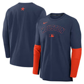 Houston Astros Authentic Collection Player Dri-FIT Lightweight Pullover - Navy/Orange | Nike