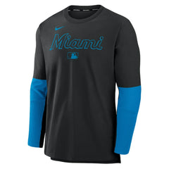 Miami Marlins Authentic Collection Player Dri-FIT Lightweight Pullover - Black | Nike