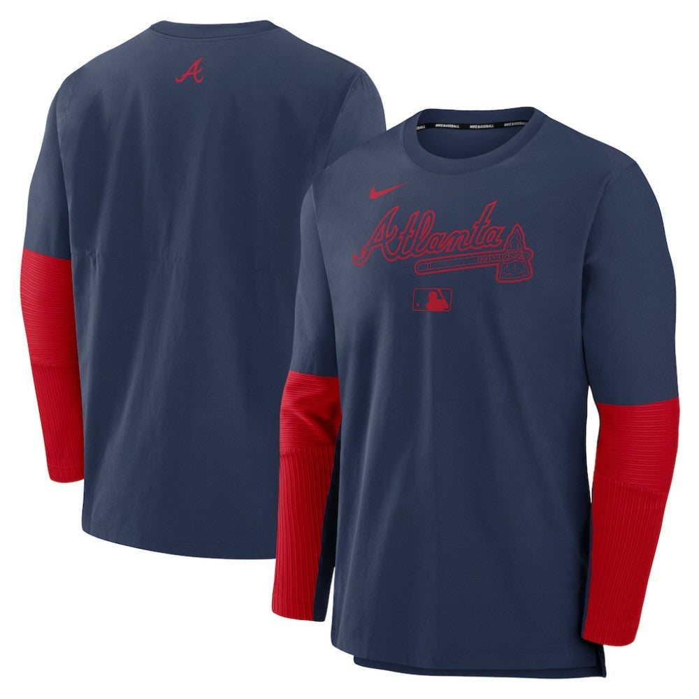 Atlanta Braves Authentic Collection Player Dri-FIT Lightweight Pullover - Navy/Red | Nike