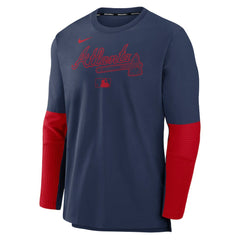 Atlanta Braves Authentic Collection Player Dri-FIT Lightweight Pullover - Navy/Red | Nike