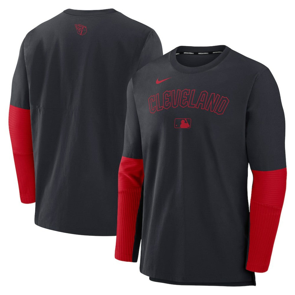 Cleveland Guardians Authentic Collection Player Dri-FIT Lightweight Pullover - Navy/Red | Nike