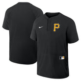 Pittsburgh Pirates Authentic Collection Raglan Short Sleeve Windshirt - Black | Nike