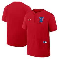 Philadelphia Phillies Authentic Collection Raglan Short Sleeve Windshirt - Red | Nike