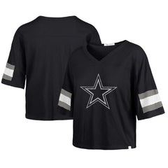 Dallas Cowboys '47 Women's Double Header Scout Cropped V-Neck T-Shirt - Navy outlet