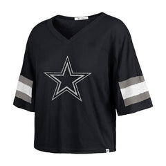 Dallas Cowboys '47 Women's Double Header Scout Cropped V-Neck T-Shirt - Navy outlet