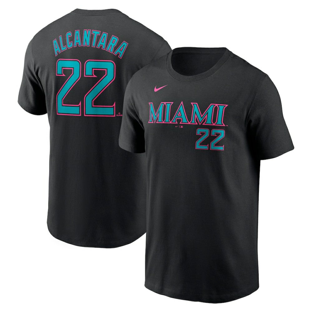Sandy Alcantara Miami Marlins 2025 City Connect Fuse Name & Number T-Shirt - Black | Nike