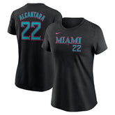 Sandy Alcantara Miami Marlins Women's 2025 City Connect Fuse Name & Number T-Shirt - Black | Nike
