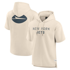 New York Jets Elements Future Ground Lettering Short Sleeve Pullover Hoodie - Cream on sale