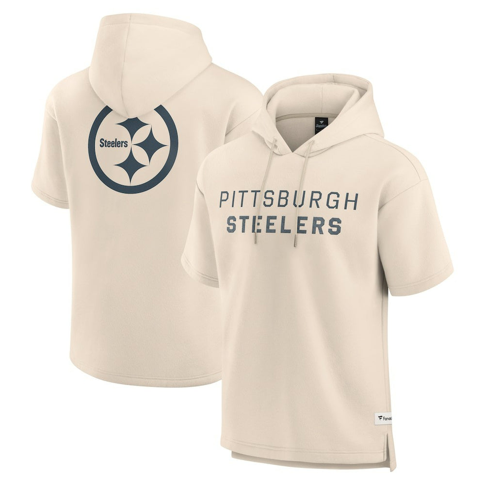Pittsburgh Steelers Elements Future Ground Lettering Short Sleeve Pullover Hoodie - Cream online