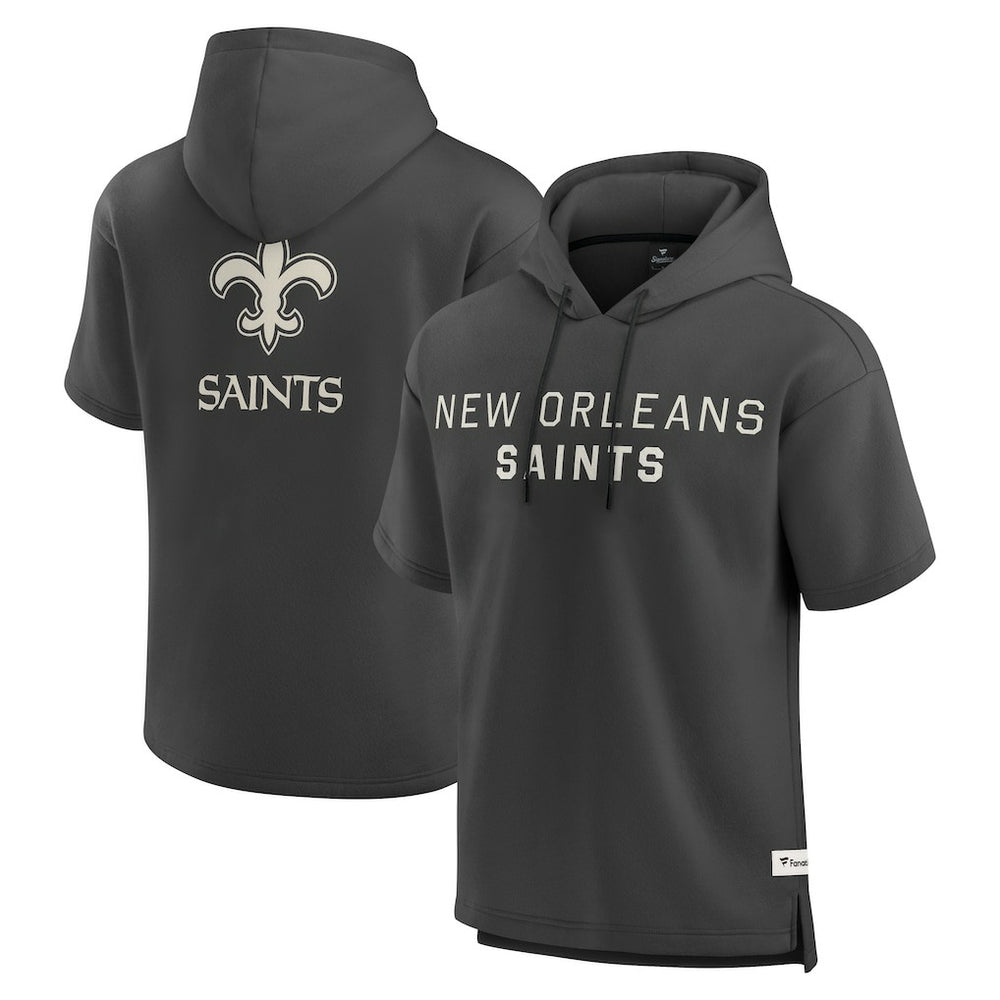 New Orleans Saints Elements Future Ground Lettering Short Sleeve Pullover Hoodie - Charcoal outlet