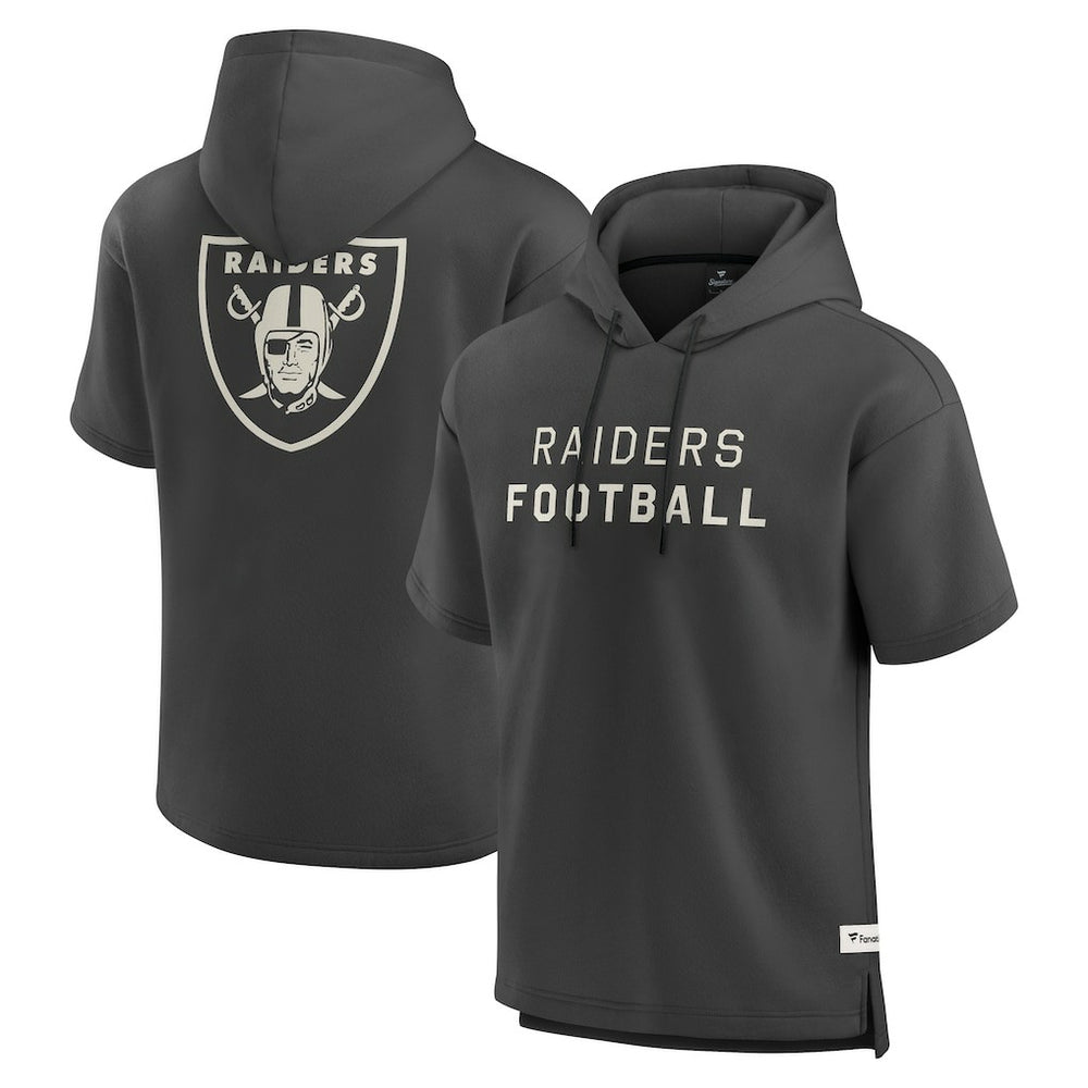 Las Vegas Raiders Elements Future Ground Lettering Short Sleeve Pullover Hoodie - Charcoal for sale
