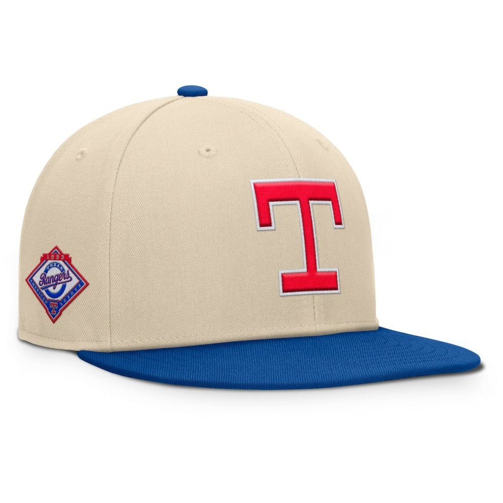 Texas Rangers Cooperstown Collection Bounder Snapback Hat - Natural/Royal