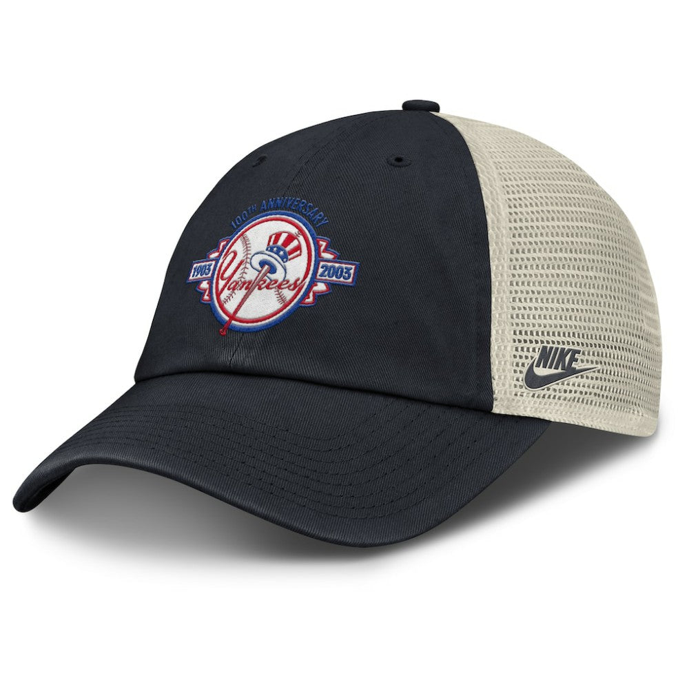 New York Yankees Cooperstown Collection Club Trucker Adjustable Hat - Navy/Natural | Nike