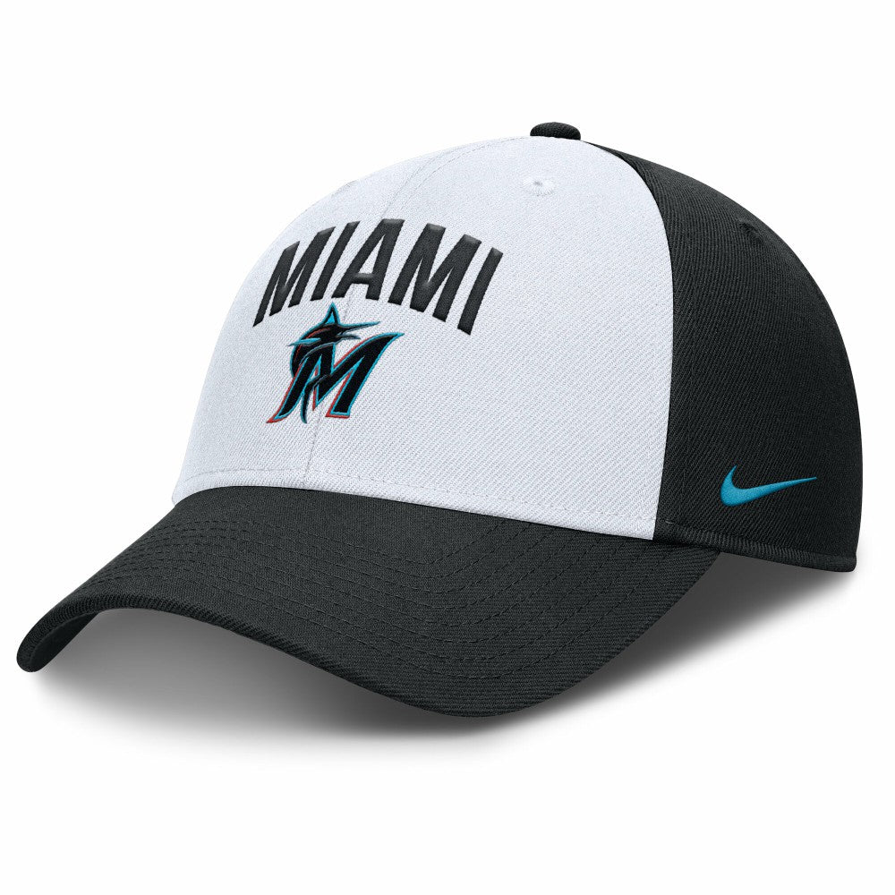 Miami Marlins Club Performance Adjustable Hat - White/Black | Nike