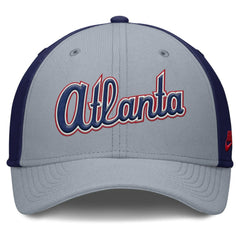 Atlanta Braves Rise Swoosh Performance Flex Hat - Gray/Navy | Nike