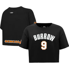 Joe Burrow Cincinnati Bengals Pro Standard Women's Player Name & Number Cropped Boxy T-Shirt - Black on sale