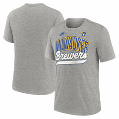 Milwaukee Brewers Cooperstown Collection Retro Tri-Blend T-Shirt - Heather Gray | Nike