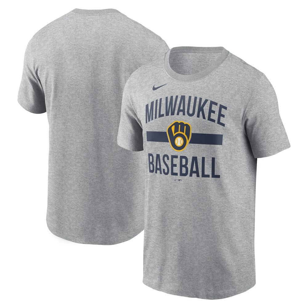 Milwaukee Brewers Arched T-Shirt - Heather Gray | Nike