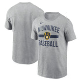 Milwaukee Brewers Arched T-Shirt - Heather Gray | Nike