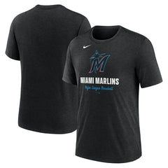 Miami Marlins Logo Tri-Blend T-Shirt - Heather Black | Nike