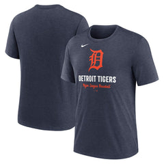 Detroit Tigers Logo Tri-Blend T-Shirt - Heather Navy | Nike