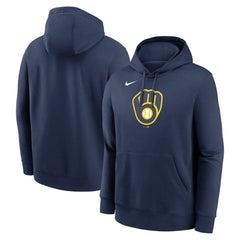 Milwaukee Brewers Logo Club Fleece Hoodie - Navy | Nike