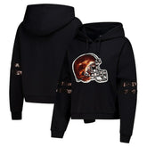 Cleveland Browns Cuce Women's Cropped Sequins Pullover Hoodie - Black cheap