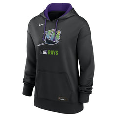 Tampa Bay Rays Women's Authentic Collection Lockup Alternate Logo Therma Hoodie - Black | Nike