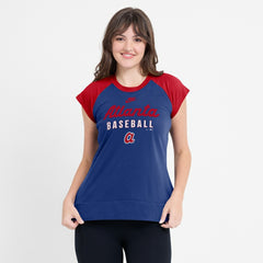 Atlanta Braves Women's Cooperstown Collection Raglan Dri-FIT T-Shirt - Navy/Red | Nike