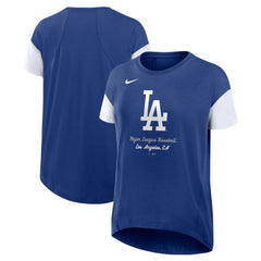 Los Angeles Dodgers Women's Flowy Fashion Tri-Blend Dri-FIT T-Shirt - Royal | Nike