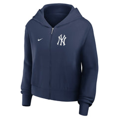 New York Yankees Women's Cropped Chill Full-Zip Hoodie - Navy | Nike